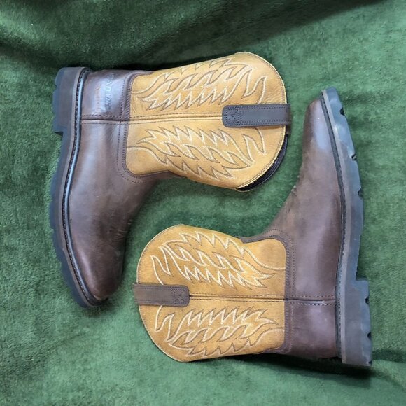 Ariat WorkHog Men's Western Pull-On Work Boots Square Toe Brown H₂O EH - Picture 9 of 16